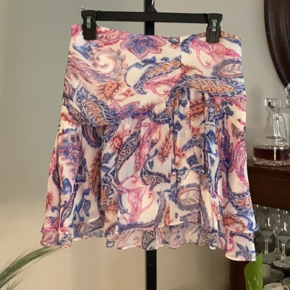 MILLY -Pink and Purple Ruffled Skater Mini Skirt - NEW